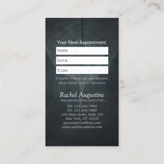 Reiki Master Lotus Pose Terminkarte (Rückseite)