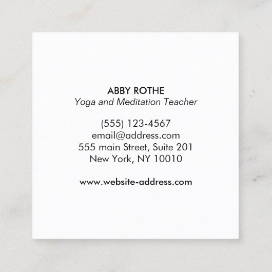 Reiki Master mit Chakras Lila Quadratische Visitenkarte (Rückseite)