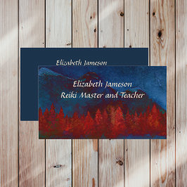 Reiki Master n Teacher Trees Gebirge Wasserfarbe Visitenkarte