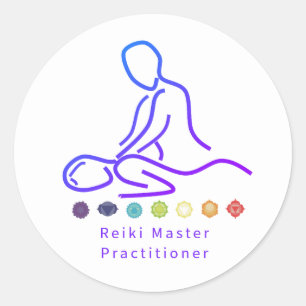 Reiki Master Practitioner Kontur White Runder Aufkleber