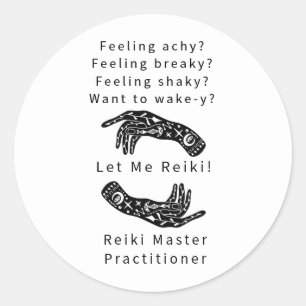 Reiki Master Practitioner Riddle und Hände Runder Aufkleber