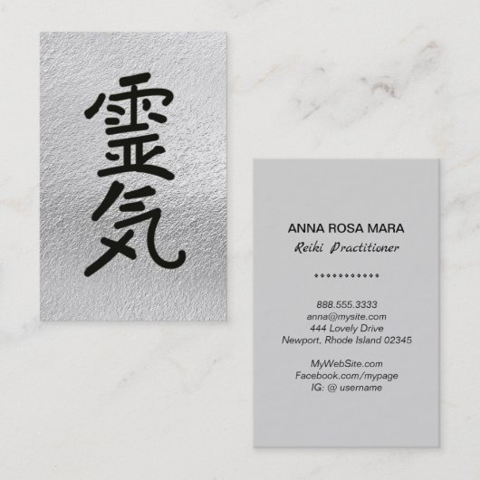 *~* Reiki Master Practitioner Symbol Silver Gray Visitenkarte (Vorne/Hinten)