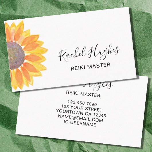 Reiki Master Sunflower Business Card Visitenkarte
