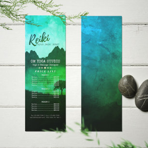 Reiki Master Yoga Mediation Instruktor Price List Werbekarte