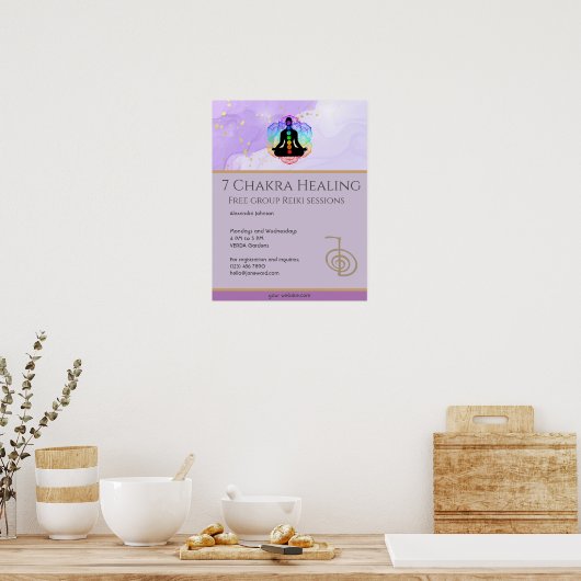 Reiki Master Zen Lavender Chakra Energy Healer Poster (Küche)
