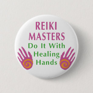 Reiki Masters tun es mit heilenden Händen Button