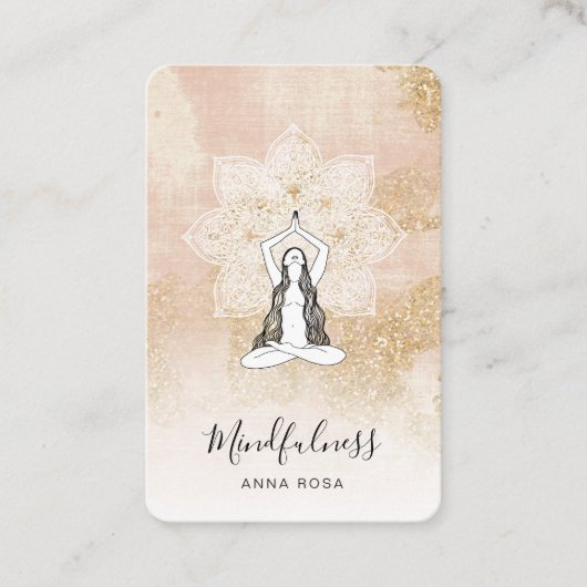 *~* Reiki Meditation Rosa Frau Mandala Göttin QR Visitenkarte (Vorderseite)