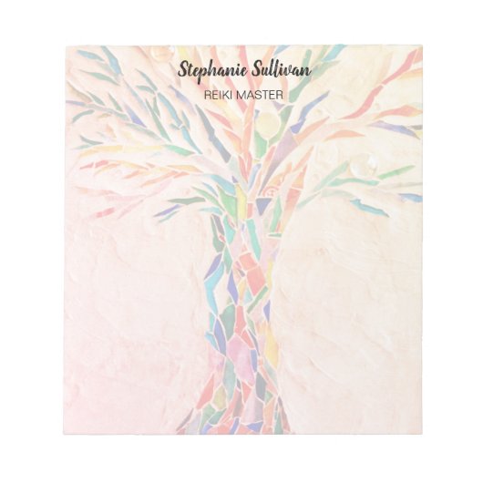 Reiki-Meister Regenbogenbaum Personalisiert Notizblock (Vorderseite)