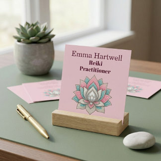 Reiki-Meister Teal Grün Lotus Mandala Art Wellness Quadratische Visitenkarte