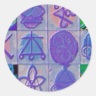 Reiki n Karuna Healing Sign 12 V24 Runder Aufkleber
