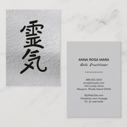 *~* Reiki Practitioner Master Symbol Silver Grau Visitenkarte (Vorne/Hinten)