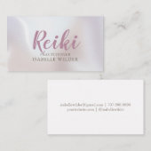 Reiki Practitioner Script Irisdescent Pearl Visitenkarte (Vorne/Hinten)