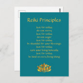 Reiki Principles Aquamarin/Gold Lotus Postkarte (Vorne/Hinten)