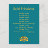 Reiki Principles Aquamarin/Gold Lotus Postkarte (Vorderseite)