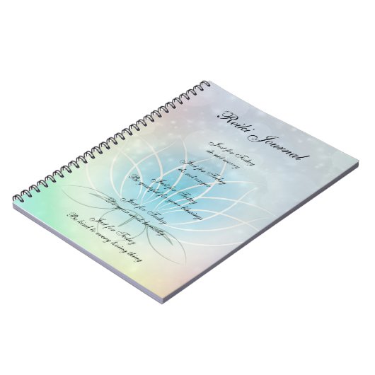 Reiki Principles funkelnd Lotus Design Notizblock (Linke Seite)