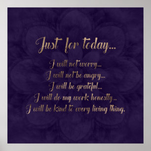 Reiki Principles - Gold auf lila Lotus Poster