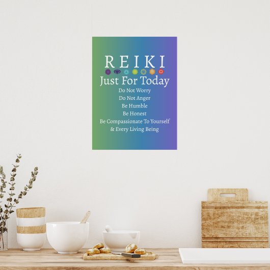 Reiki Principles hält Gradient Green zu Lila Poster (Küche)