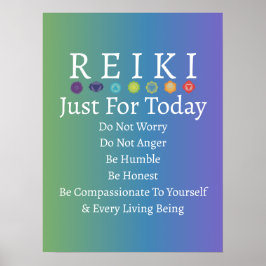 Reiki Principles hält Gradient Green zu Lila Poster