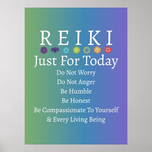 Reiki Principles hält Gradient Green zu Lila Poster (Vorne)