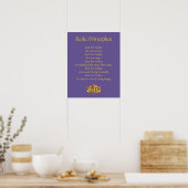 Reiki Principles Lila/Gold lotus Poster (Küche)