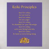 Reiki Principles Lila/Gold lotus Poster (Vorne)