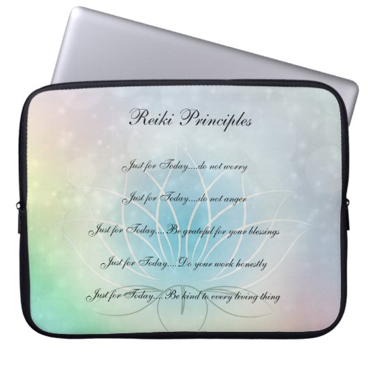 Reiki Principles Lotus Blume Design Laptopschutzhülle (Vorderseite)
