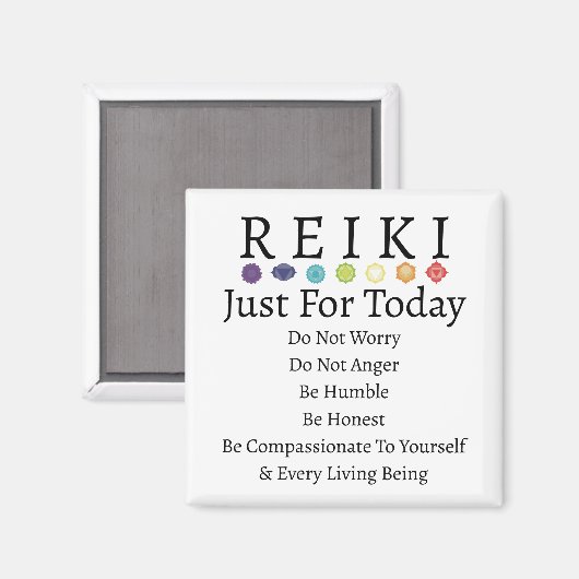Reiki Principles PEmpfangs auf Weiß Magnet (Vorderseite/Rückseite)