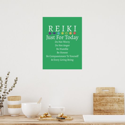 Reiki Principles PEmpfangs Green Poster (Küche)