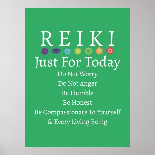 Reiki Principles PEmpfangs Green Poster (Vorne)