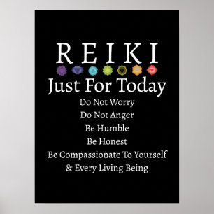 Reiki Principles Pempfängt Black Poster