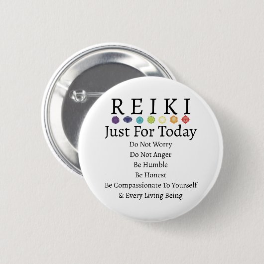 Reiki Principles Pempfängt White Button (Vorne & Hinten)