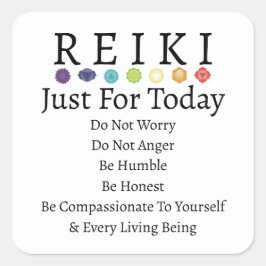 Reiki Principles Pempfängt White Quadratischer Aufkleber