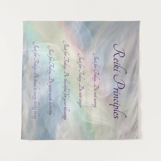 Reiki Principles Rainbow Mandala Design Wandteppich (Vorderseite (Horizontal))