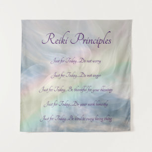 Reiki Principles Rainbow Mandala Design Wandteppich