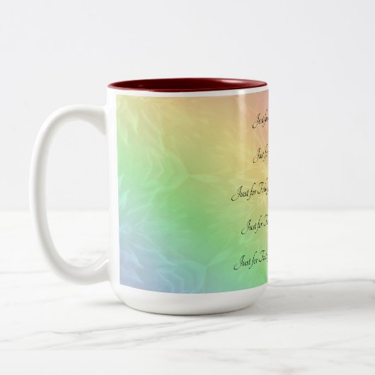 Reiki Principles Rainbow Mandala Design Zweifarbige Tasse (Links)