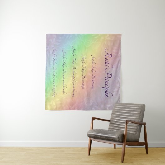 Reiki Prinzip-Regenbogen-Mandalaentwurf Wandteppich (Beispiel (Horizontal))