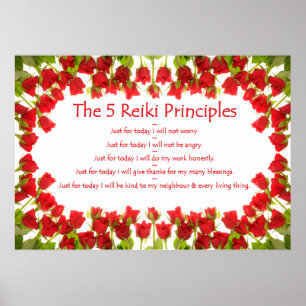 Reiki Prinzipien mit Rosen Poster