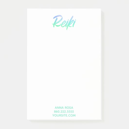*~* Reiki schillerndes blaues Grün u. Türkis Post-it Klebezettel (Vorderseite)