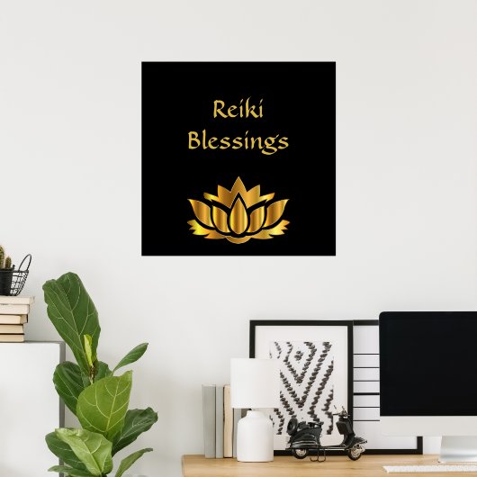 Reiki Sessings Black/Gold Poster (Heimbüro)
