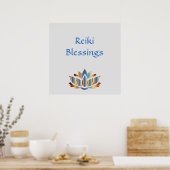Reiki Sessings White/Gold/Blue Lotus Blume Poster (Küche)