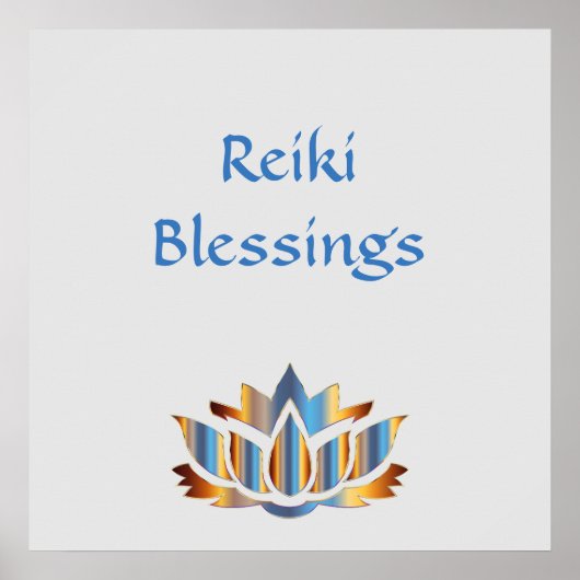 Reiki Sessings White/Gold/Blue Lotus Blume Poster (Vorne)