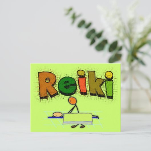 Reiki Stick People Design Geschenke Postkarte (Stehend Vorderseite)