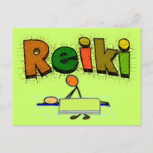 Reiki Stick People Design Geschenke Postkarte (Vorderseite)