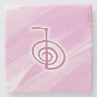 Reiki Symbol Cho Ku Rei rosa Marble Stone Unterset