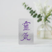 *~* Reiki Symbol Kanji Japan QR Silver Lila Visitenkarte (Stehend Vorderseite)