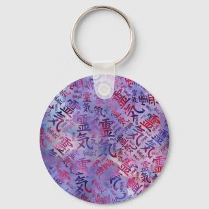 Reiki Symbol-Muster - Aquarellpurpur Schlüsselanhänger