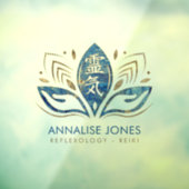 Reiki-Symbol und Hände in Lotus Blue Fensteraufkleber (Blatt 3)