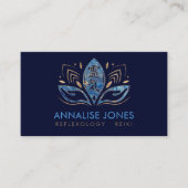 Reiki Symbol und Hände in Lotus Blue Marble Visitenkarte (Vorderseite)