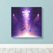 Reiki Symbole und Heilkräfte auf lila Licht Leinwanddruck (Insitu (Holzboden))