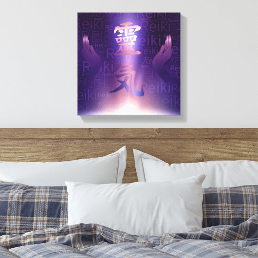 Reiki Symbole und Heilkräfte auf lila Licht Leinwanddruck (Insitu (Schlafzimmer))